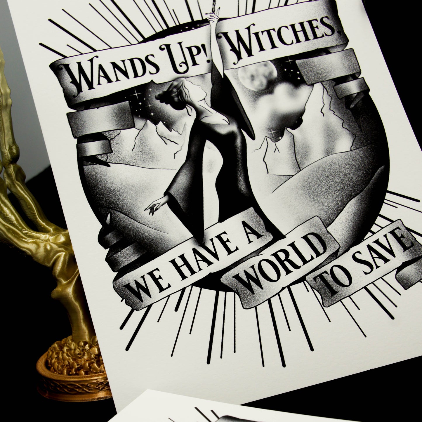 Wands Up Witches Print