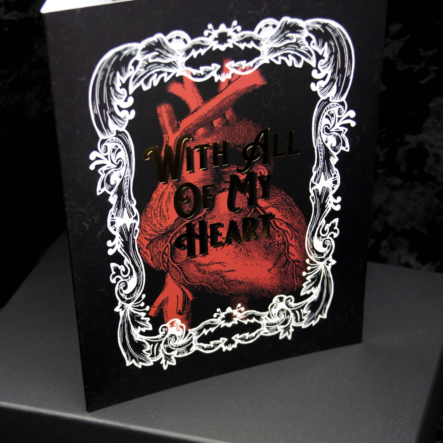 With All My Heart Gothic Valentines Greetings Card | Gothic Valentines