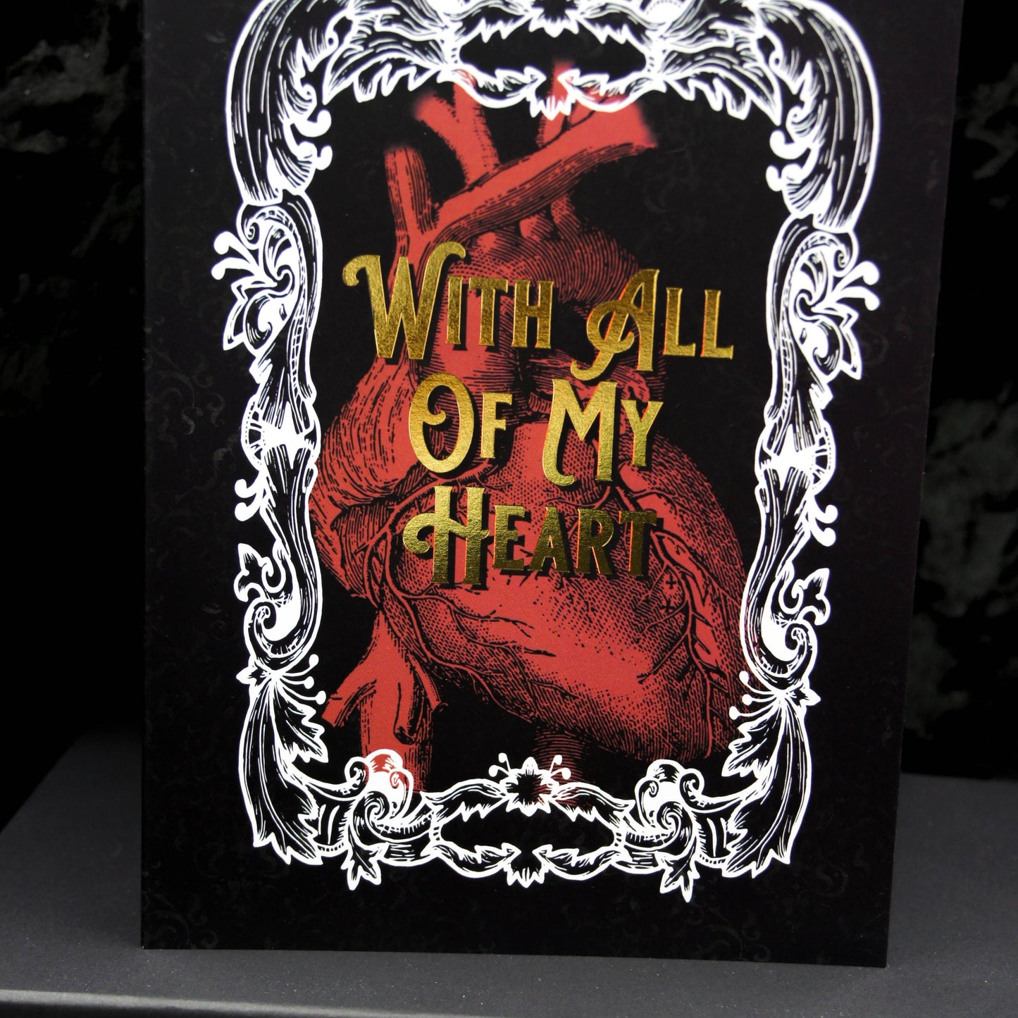 With All My Heart Gothic Valentines Greetings Card | Gothic Valentines