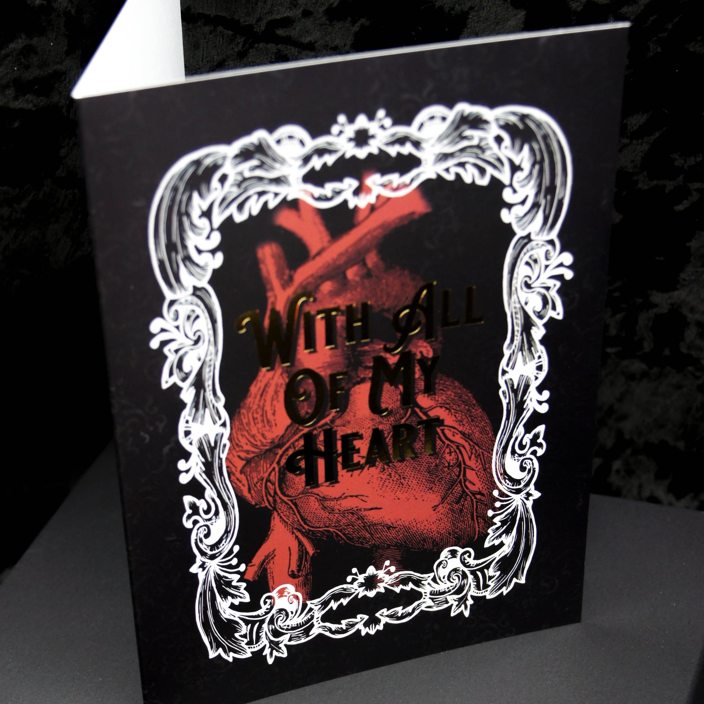 With All My Heart Gothic Valentines Greetings Card | Gothic Valentines