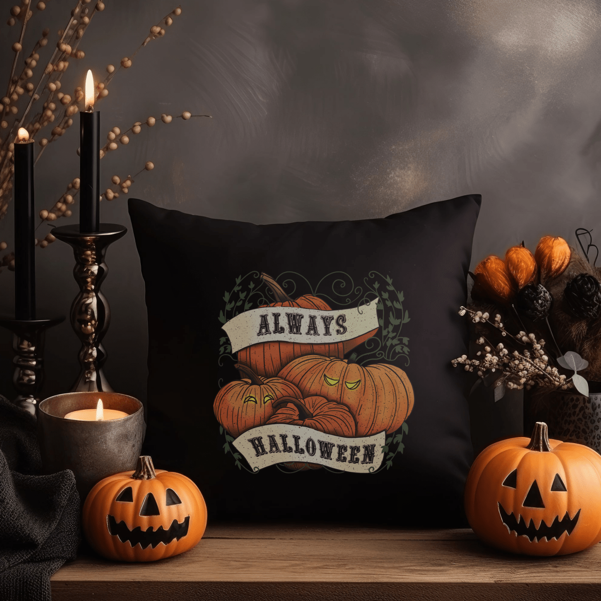 Always Halloween Throw Pillow - The Gothic Stationery Company - Homeware