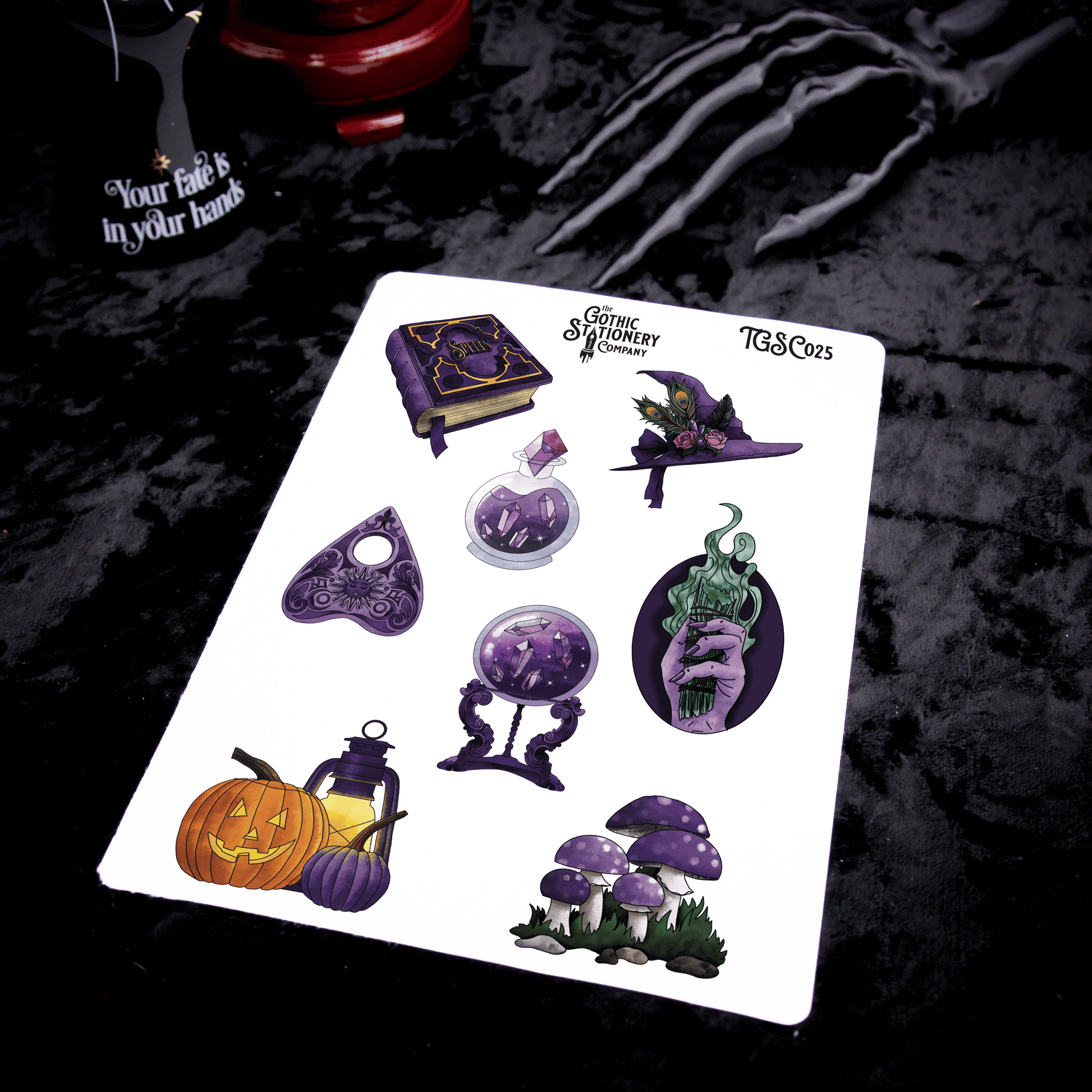 Amethyst Witch Decorative Planner Sticker Sheet | Amethyst Witch - The Gothic Stationery Company - Stickers