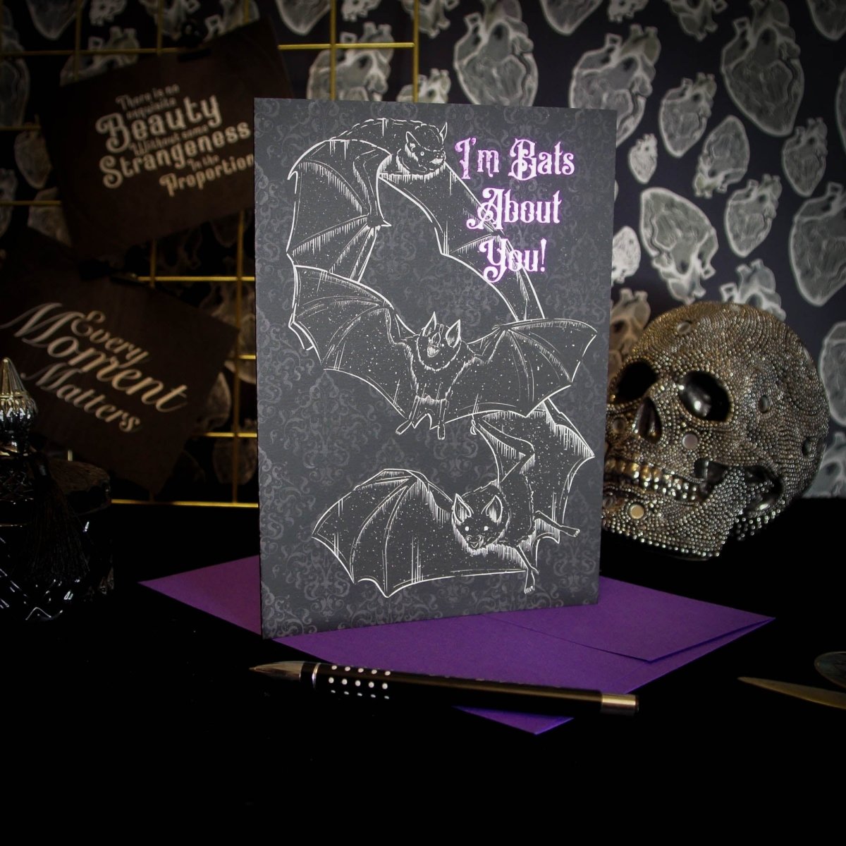 Gothic Love Card: 'Bats About You' - Perfect for the Dark Romantics