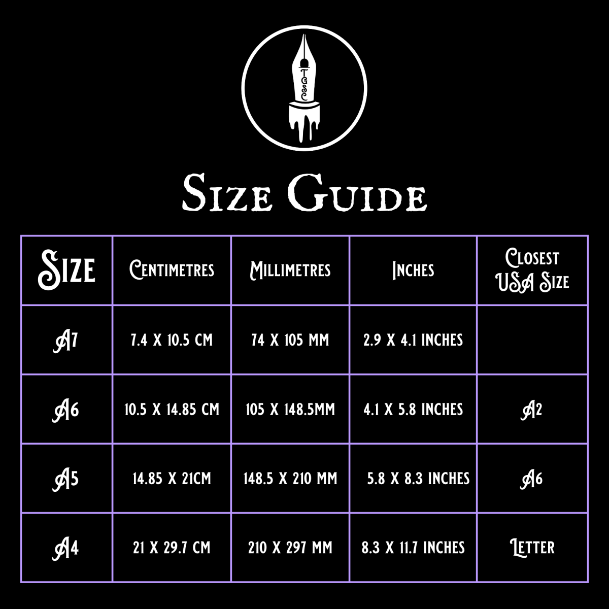 Card for Him Size guide 