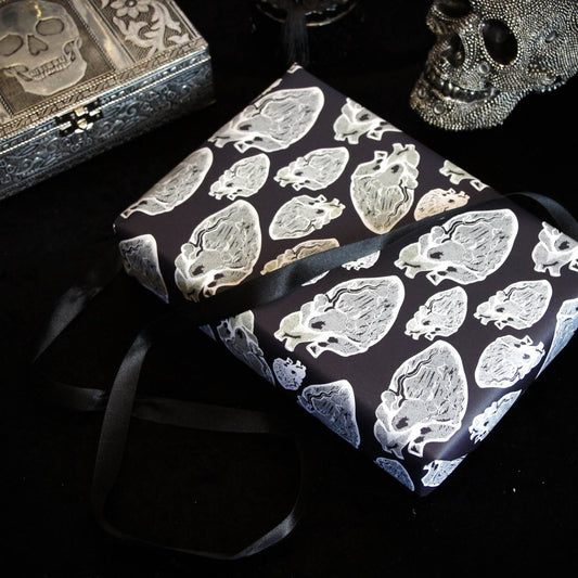 Black Anatomical Heart Wrapping Paper