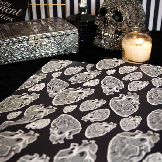  Black and white Anatomical Heart Wrapping Paper