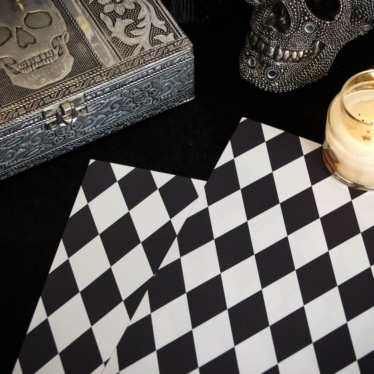 Black And White Diamond Check - Gothic Gift Wrap - Black And White Diamond Wrapping Paper - Gift Wrap