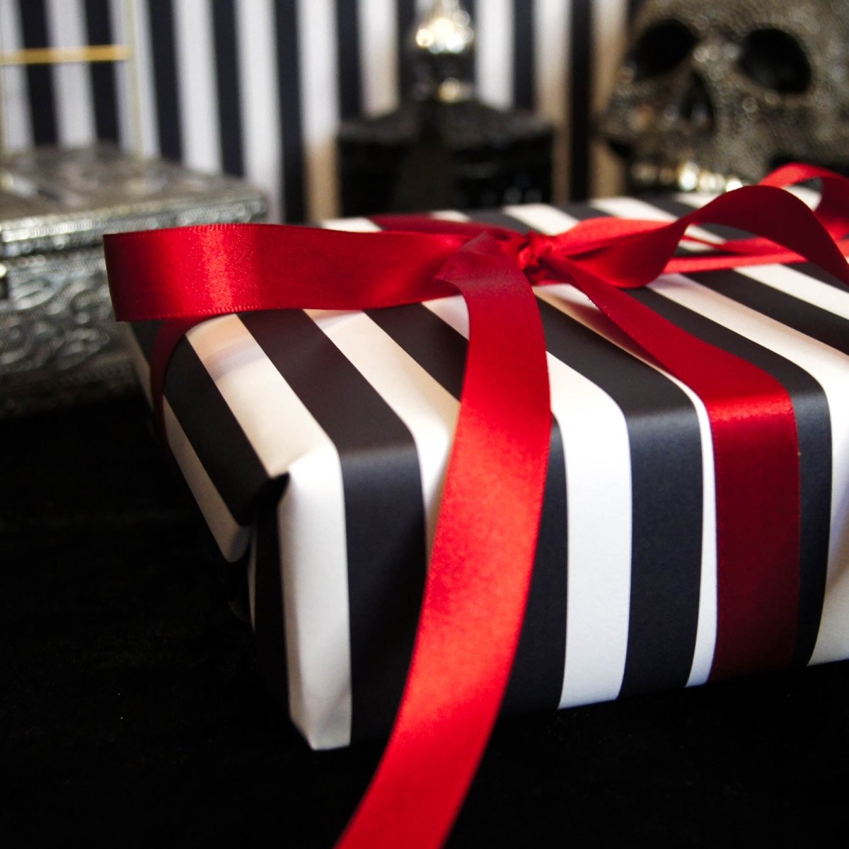 Black And White Striped Wrapping Paper - Gothic Gift Wrap