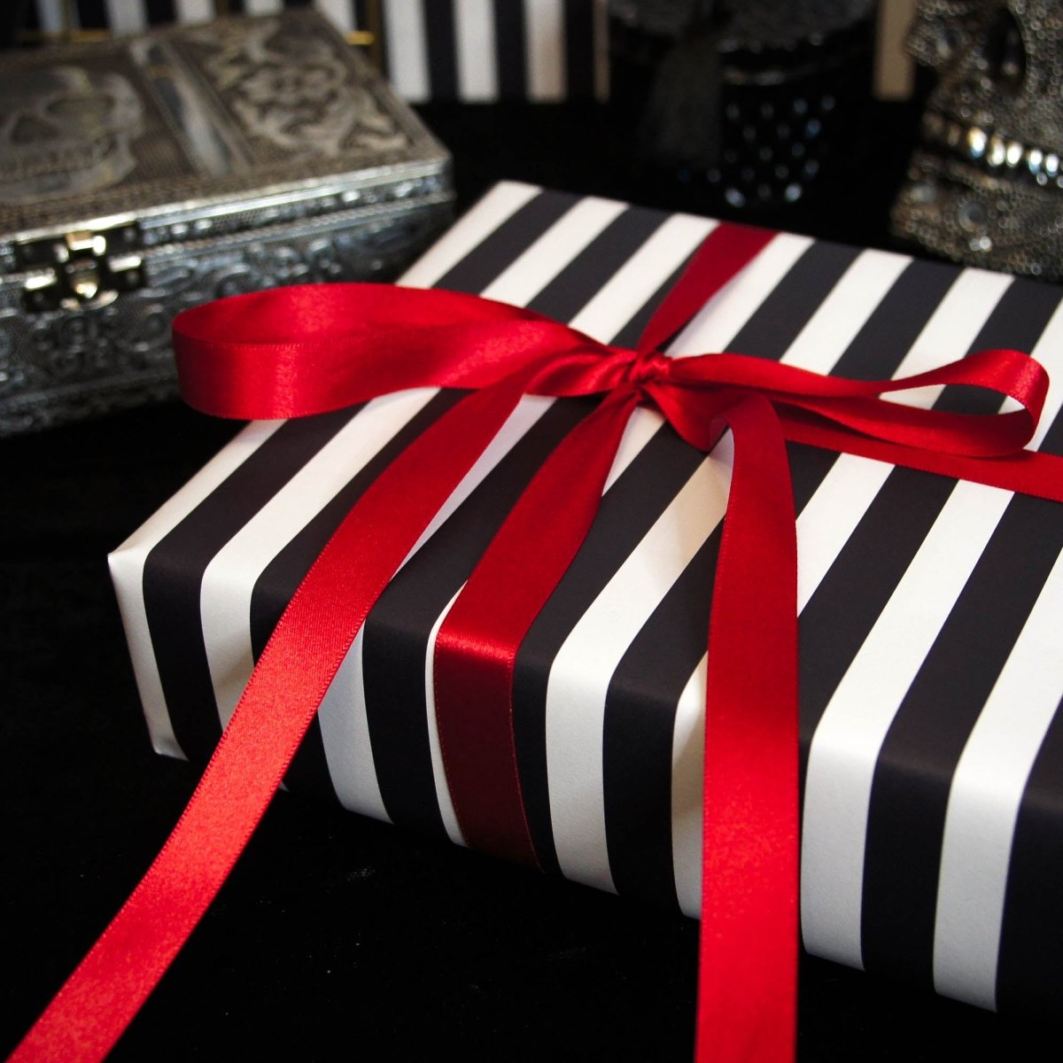 Black And White Striped Wrapping Paper - The Gothic Stationery Company