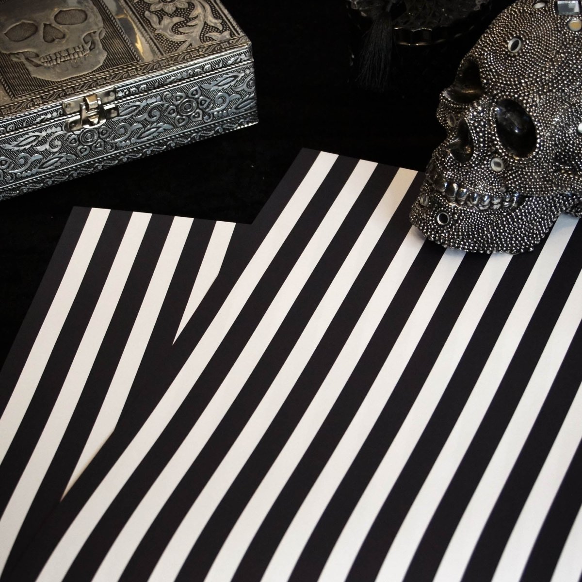 Black And White Stripes - Gothic Gift Wrap - The Gothic Stationery Company - Gift Wrap