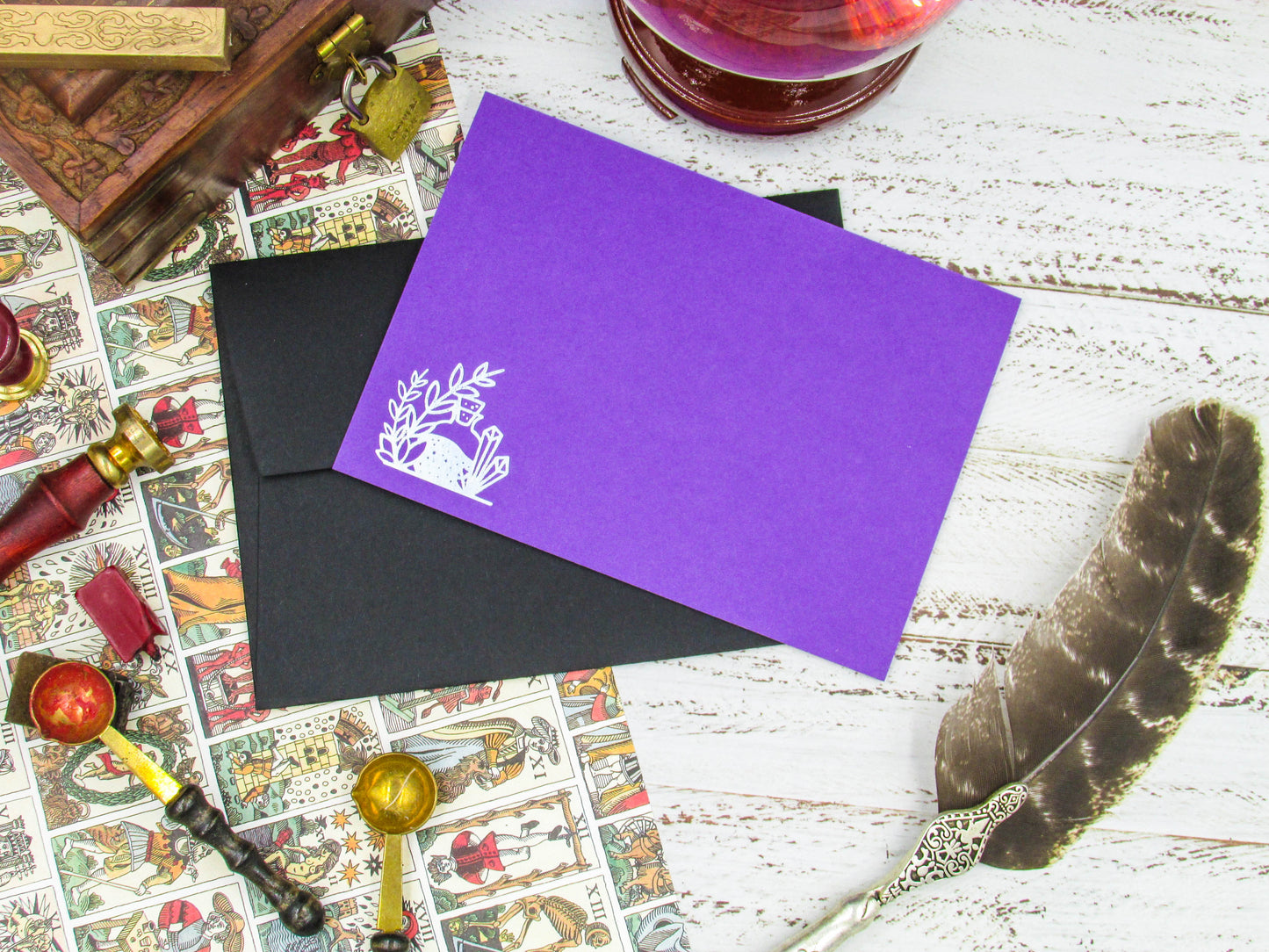 Crystal Potion Notecard Set Purple & Black