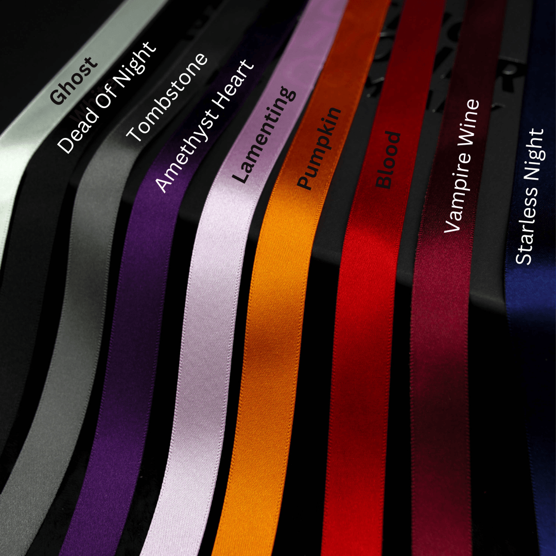 Ribbon colour suggestions for our Gothic Gift Wrap