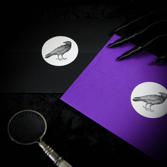 Crow Round Recycled Paper Stickers - The Gothic Stationery Company - Stickers