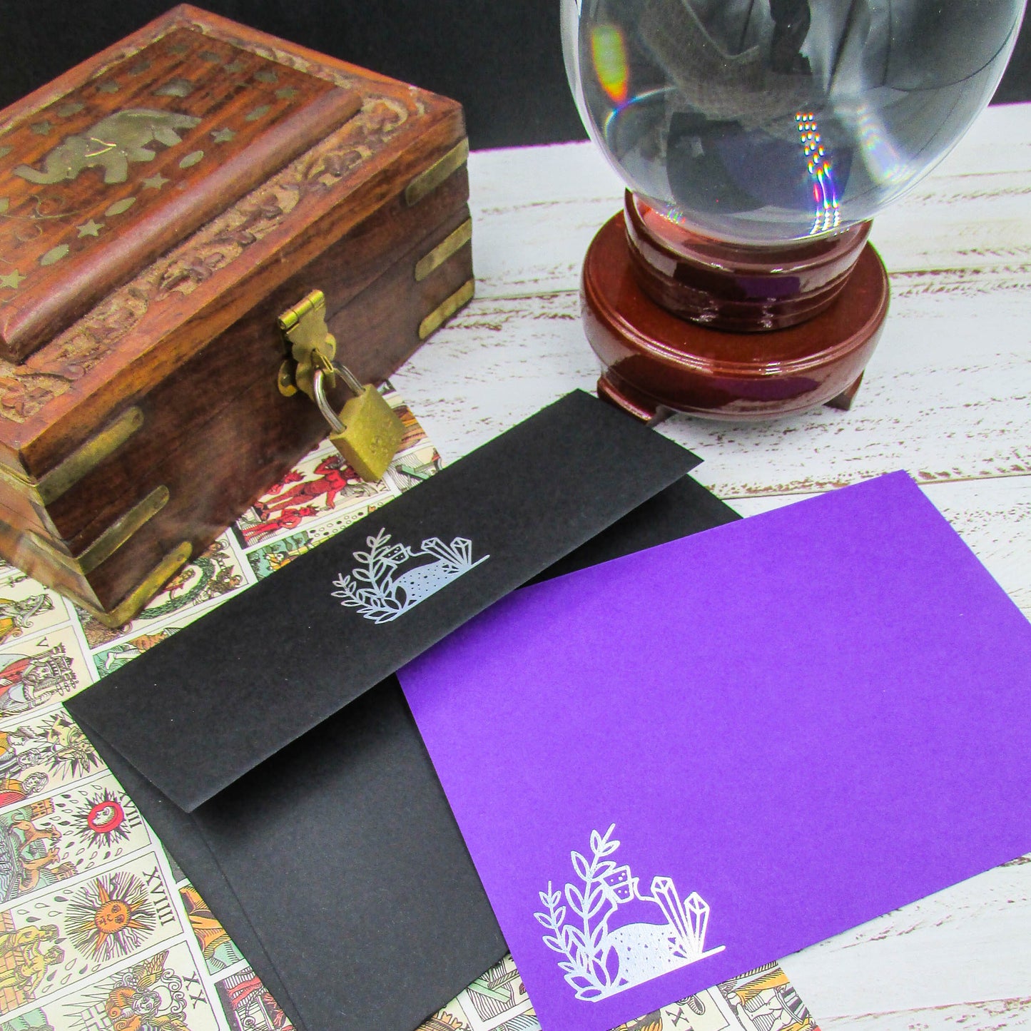 Crystal Potion Notecard Set Black and purple