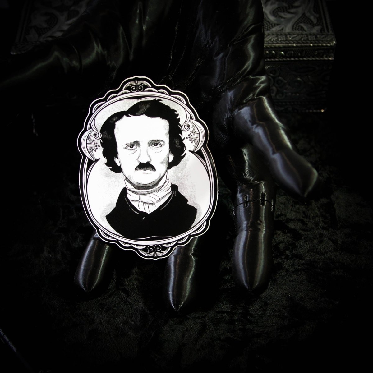 Edgar Allan Poe Sticker - Vinyl Decal In hand