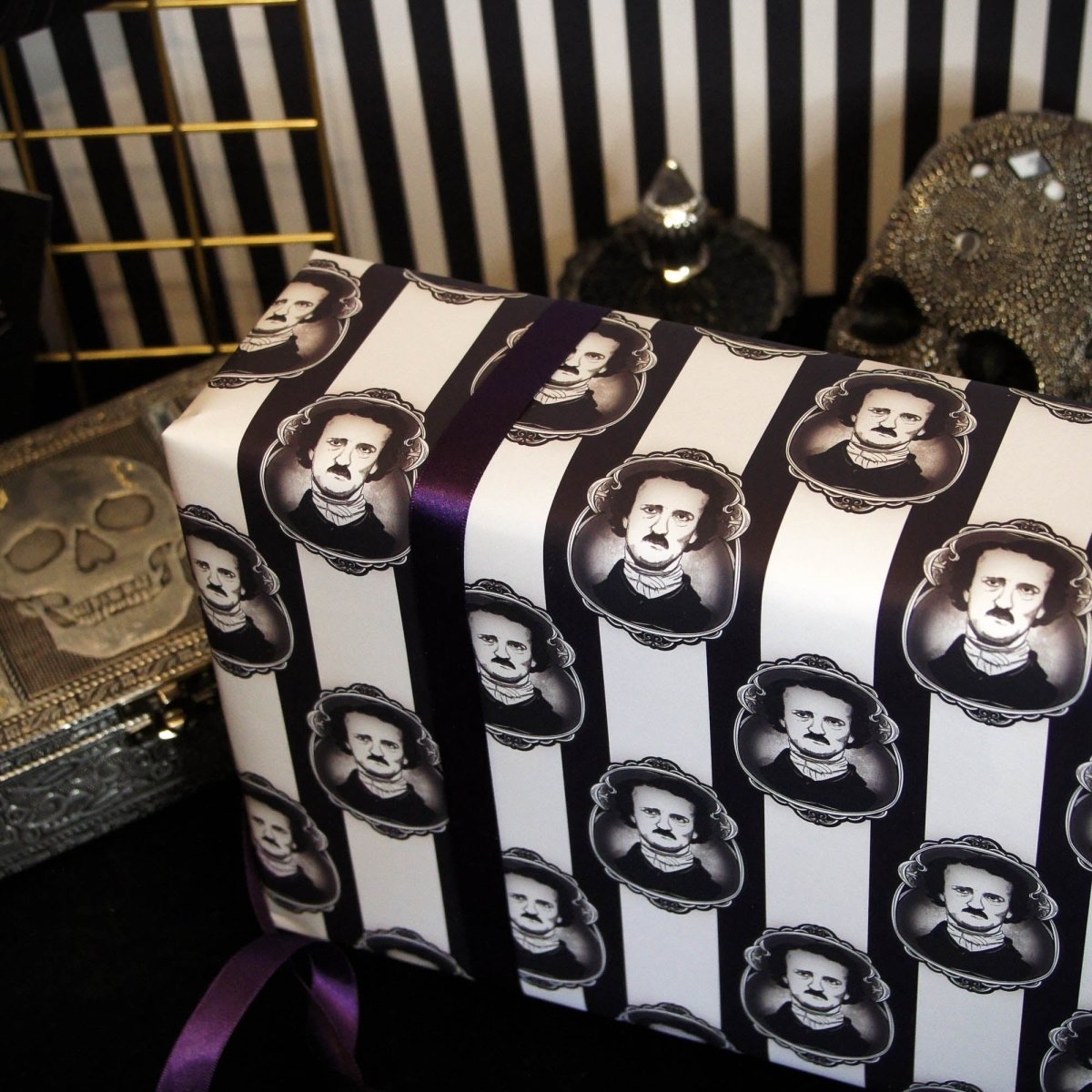 Edgar Allan Poe Wrapping Paper - Gothic Gift Wrap - The Gothic Stationery Company - Gift Wrap
