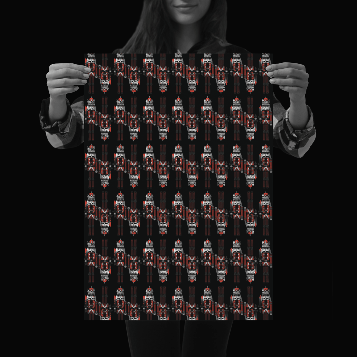 Evil Nut Cracking Soldier | Gothic Christmas Gift Wrap - The Gothic Stationery Company - Gift Wrap