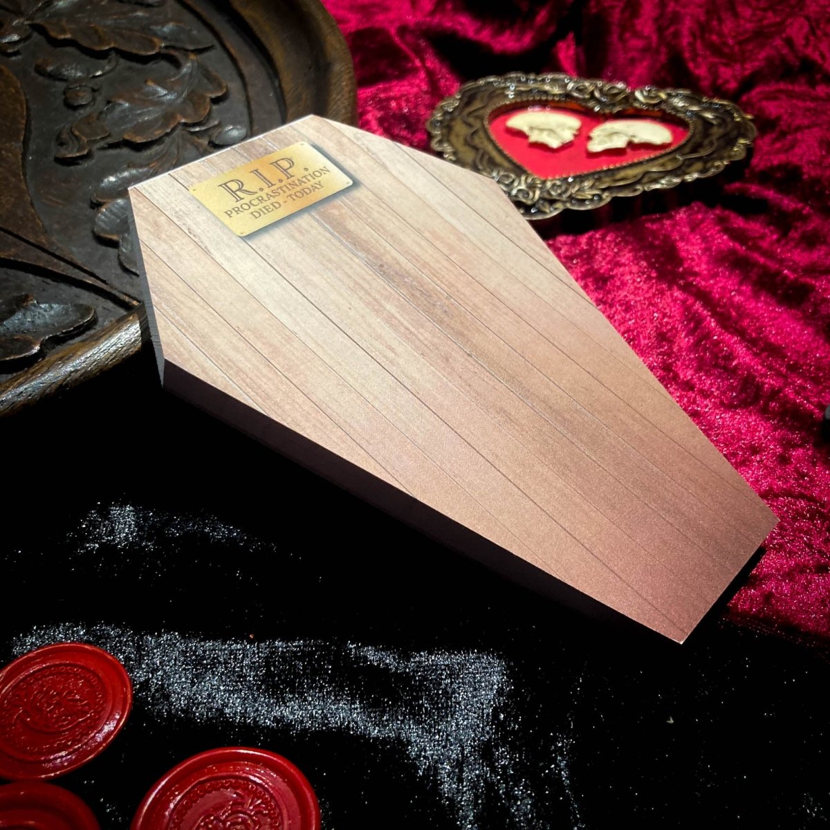 Faux Wooden Coffin Shaped Notepad - The Gothic Stationery Company - Notepads