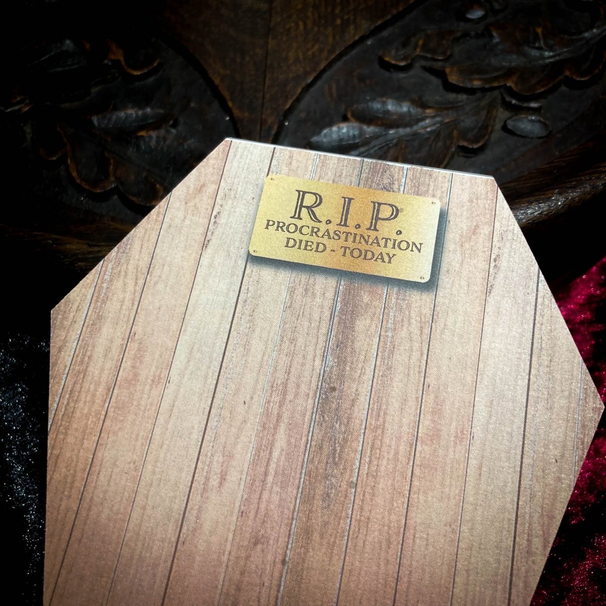 Faux Wooden Coffin Shaped Notepad - The Gothic Stationery Company - Notepads