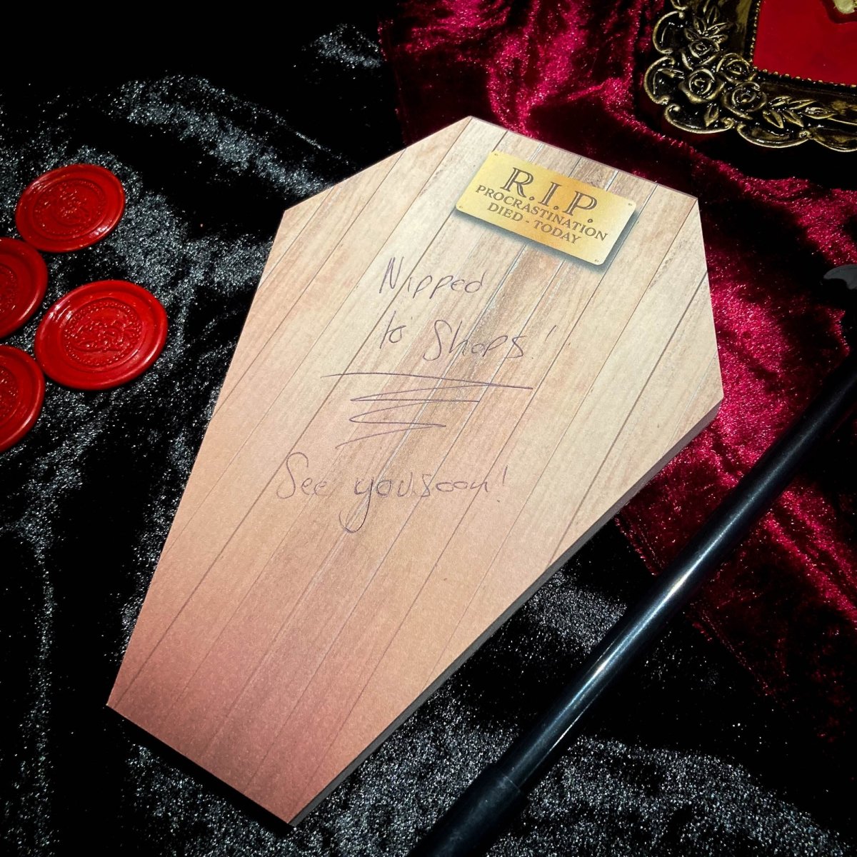 Faux Wooden Coffin Shaped Notepad - The Gothic Stationery Company - Notepads