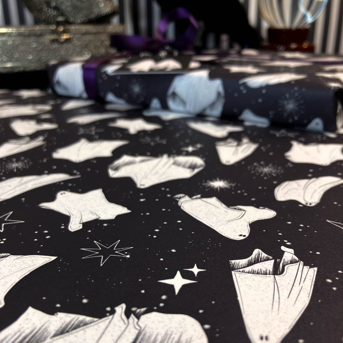 Galaxy Ghost Gothic Wrapping Paper - The Gothic Stationery Company - Gift Wrap