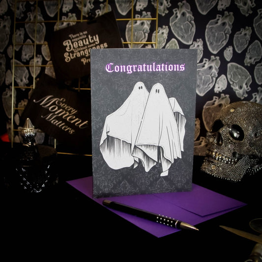 Tarjeta de felicitación de pareja fantasma