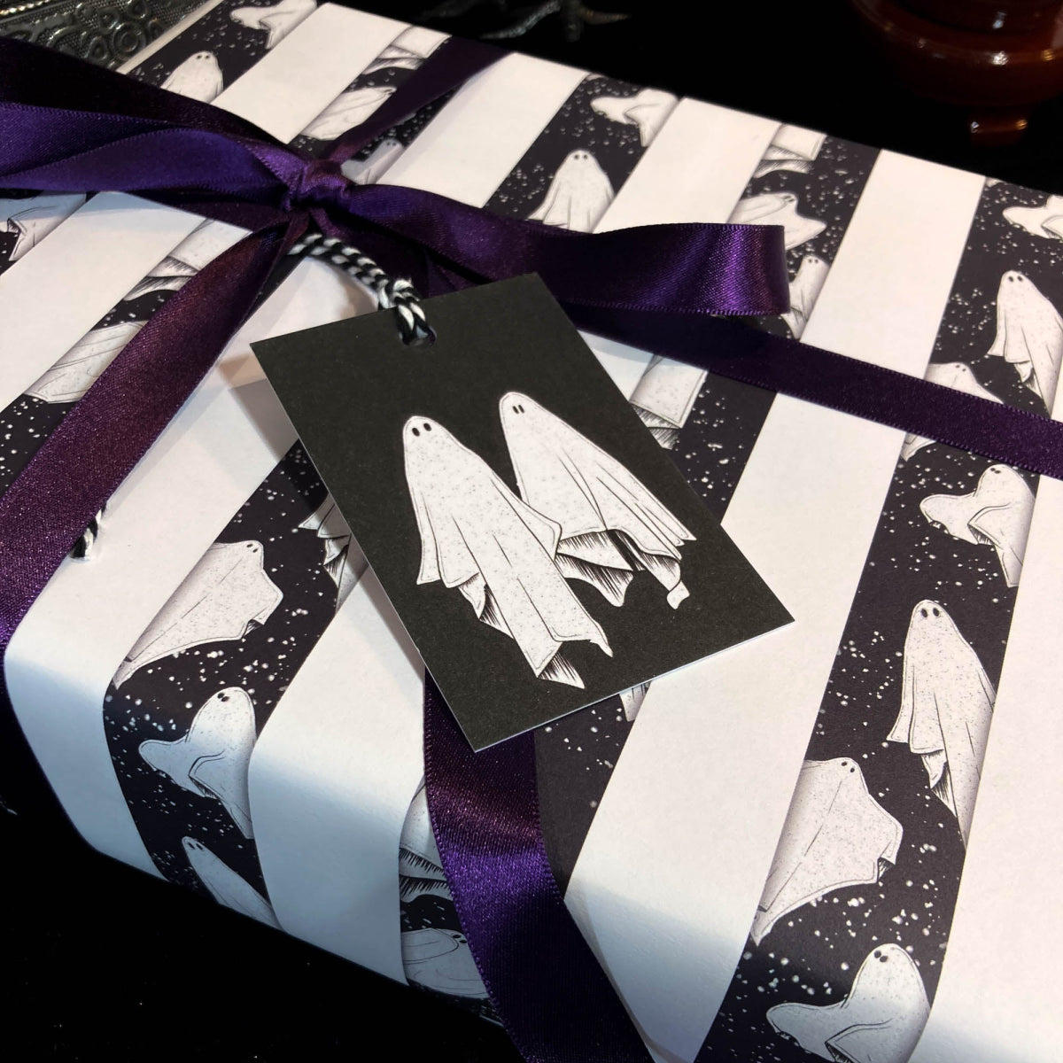 Ghost Stripes Gothic Wrapping Paper - The Gothic Stationery Company - Gift Wrap