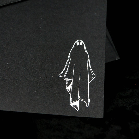 Juego de tarjetas de notas negras de fantasmas | Elegantemente gótico | Juego de papelería gótica negra
