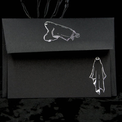 Ghosts Black Notecard Set | Elegantly Gothic | Black Gothic Stationery Set