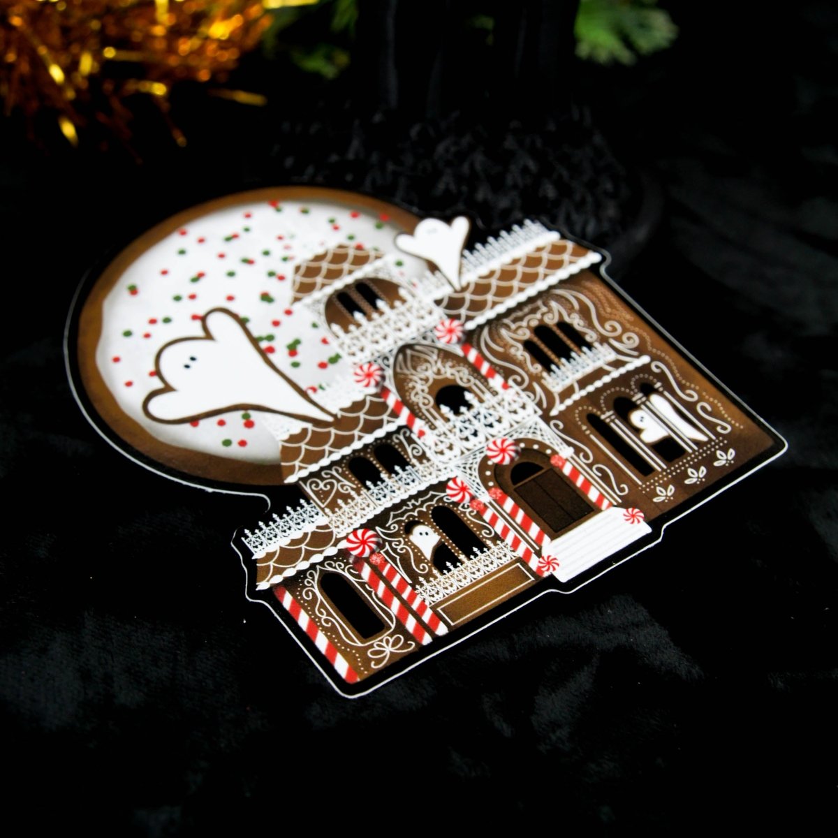 Autocollant vinyle Gingerdead House | Noël gothique