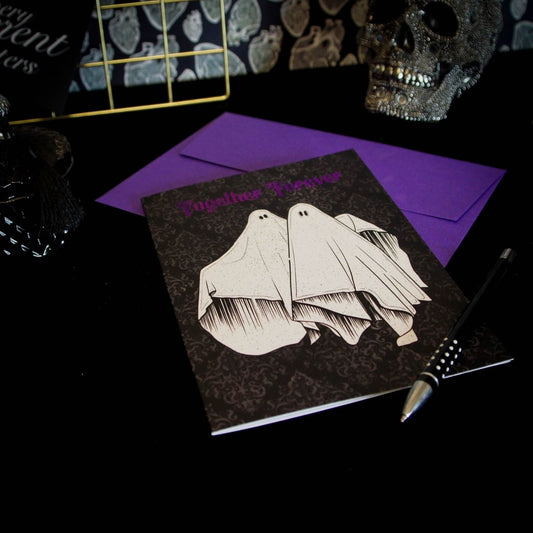 Tarjeta de aniversario gótica - Tarjeta de felicitación de fantasmas Together Forever