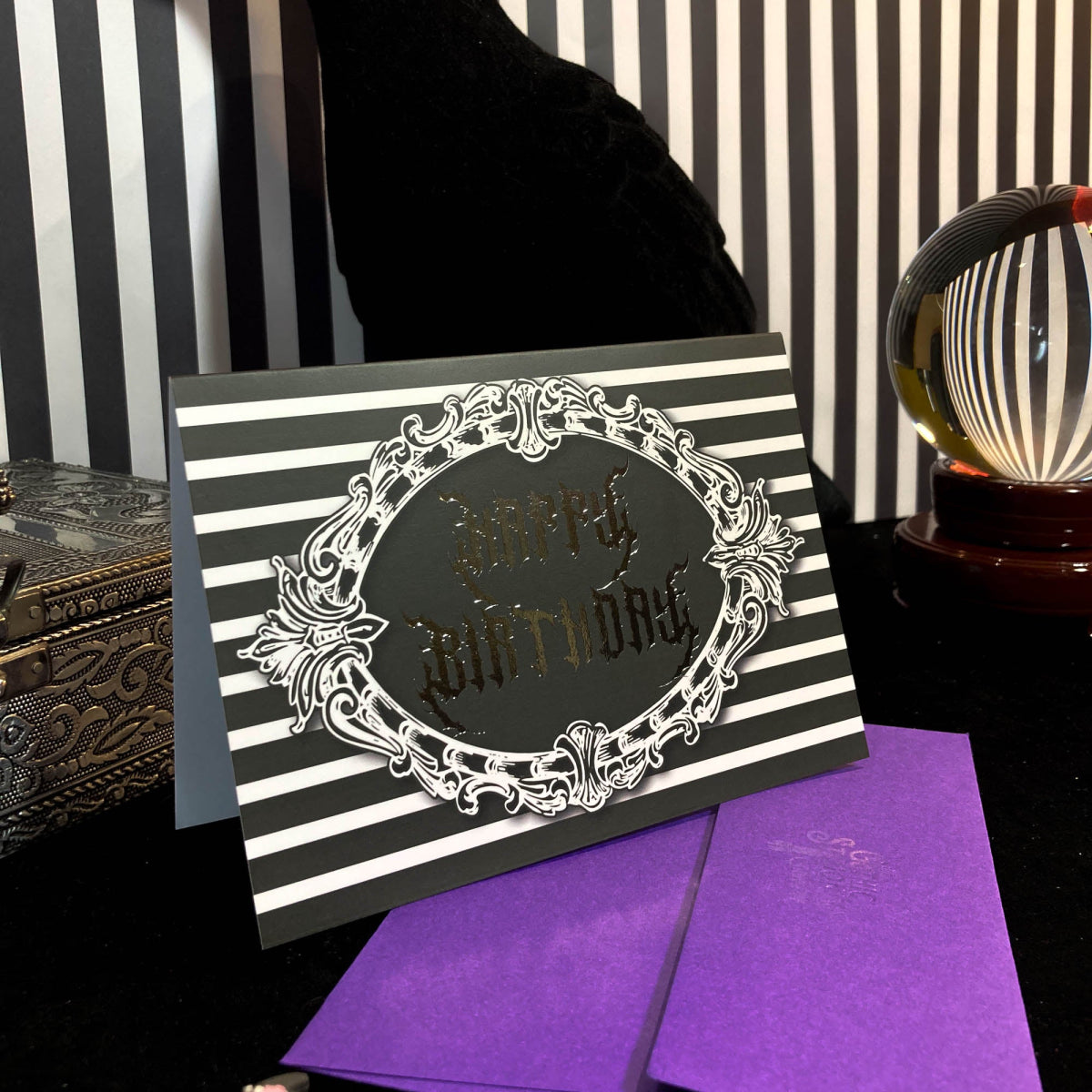 Gothic Happy Birthday Card Foiled - The Gothic Stationery Company - Greetings Card