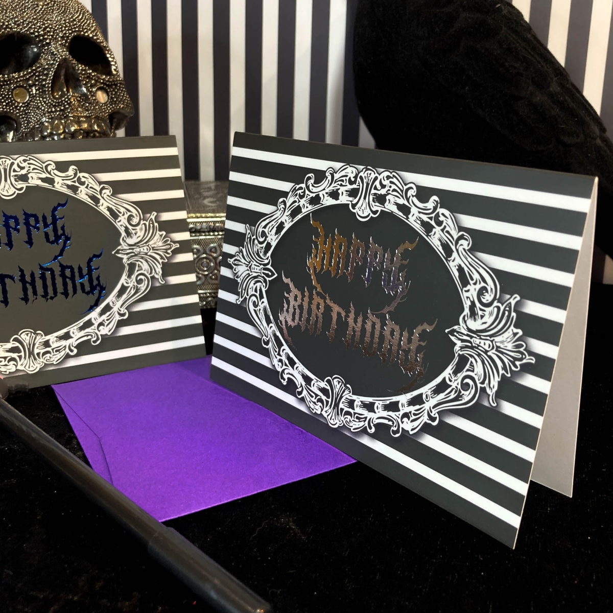 Gothic Happy Birthday Card Foiled - The Gothic Stationery Company - Greetings Card