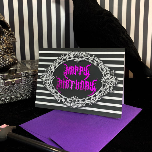 Gothic Happy Birthday Card Foiled - The Gothic Stationery Company - Greetings Card