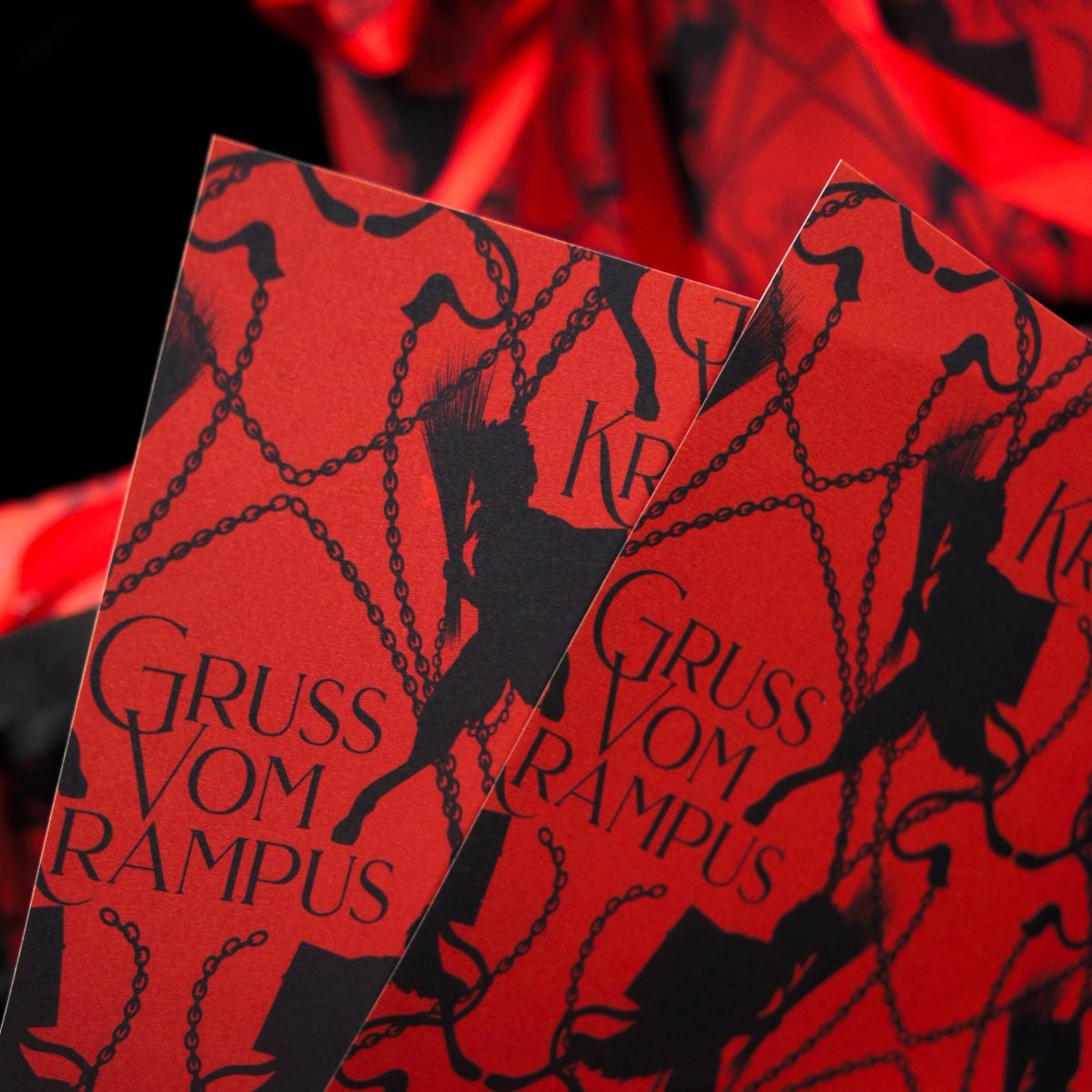 Gruss Vom Krampus Red & Black Wrapping Paper| Gothic Christmas Gift Wrap - The Gothic Stationery Company - Gift Wrap