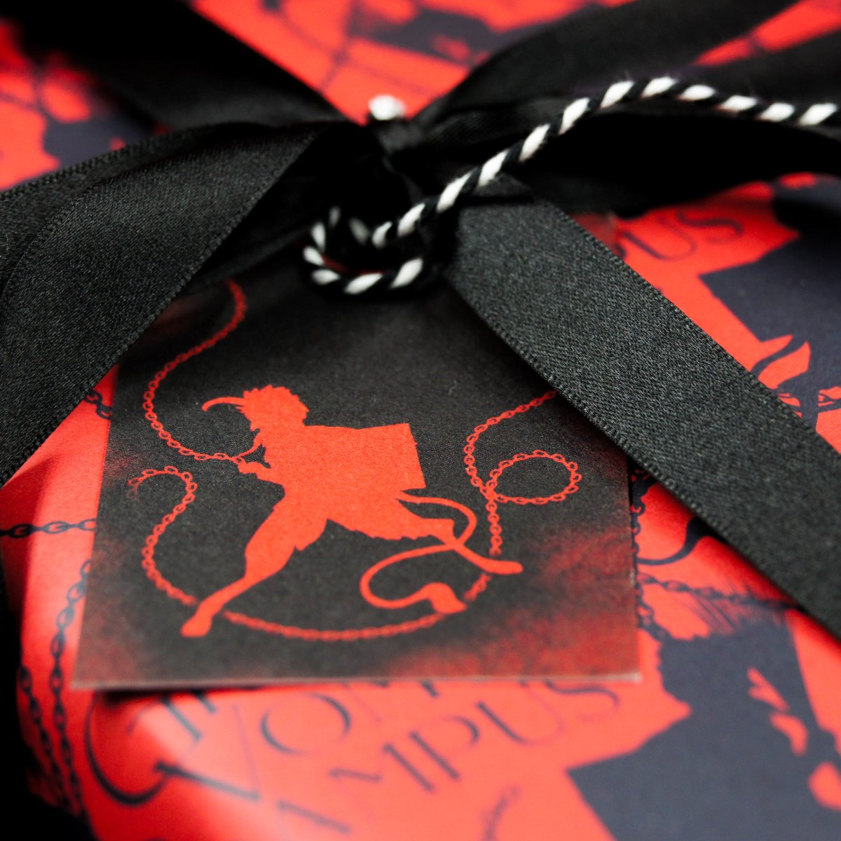 Gruss Vom Krampus Red & Black Wrapping Paper| Gothic Christmas Gift Wrap - The Gothic Stationery Company - Gift Wrap