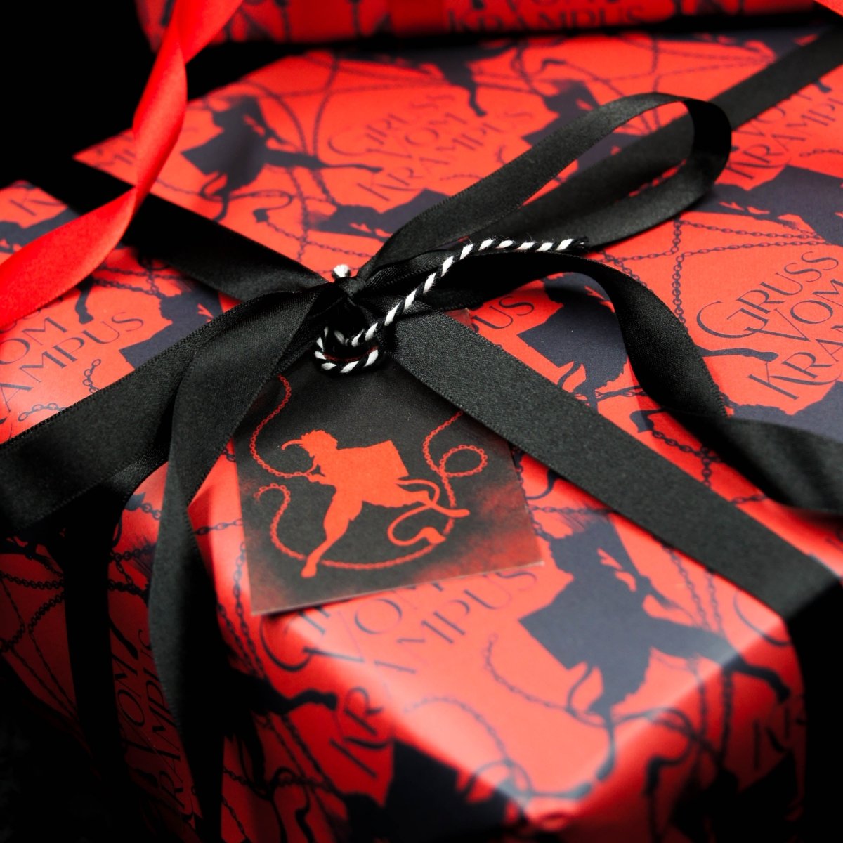 Gruss Vom Krampus Red & Black Wrapping Paper| Gothic Christmas Gift Wrap - The Gothic Stationery Company - Gift Wrap