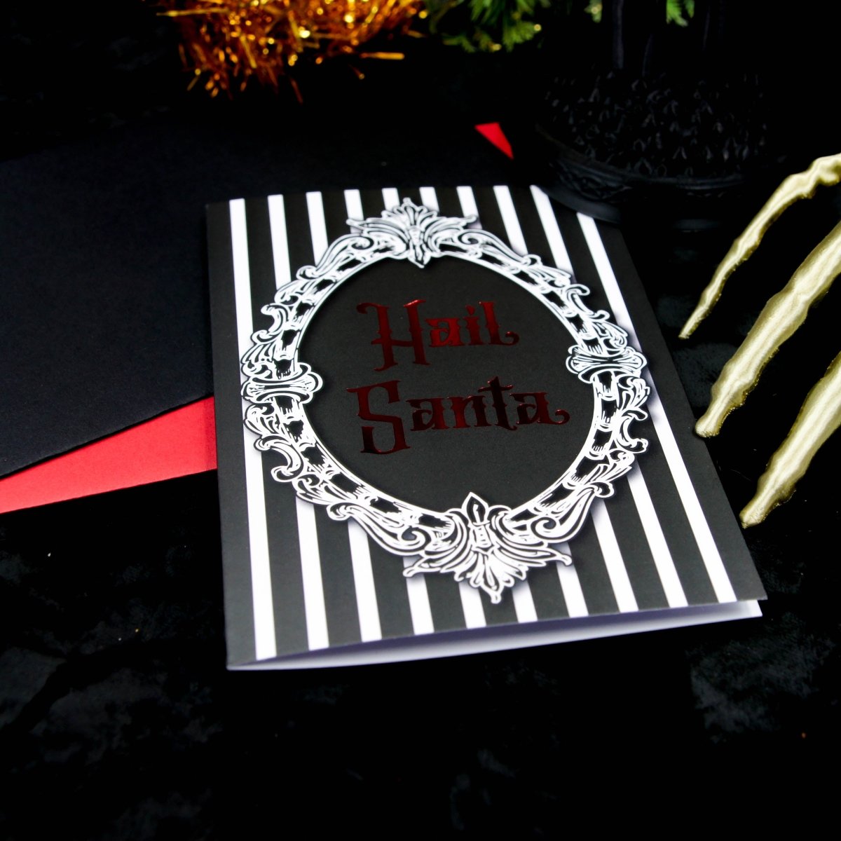 Tarjeta de saludos de Papá Noel | Navidad gótica