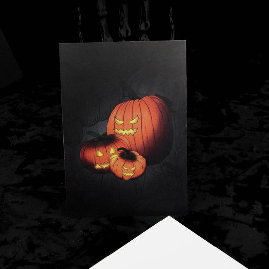 Jack O Lantern Pumpkin Group A6 Post Card Print