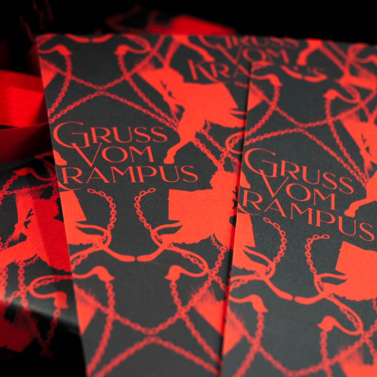 Krampus Black And Red Wrapping Paper| Gothic Christmas Gift Wrap - The Gothic Stationery Company - Gift Wrap