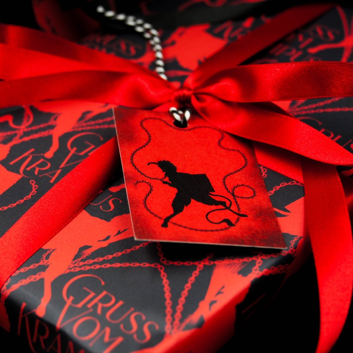 Krampus Black And Red Wrapping Paper| Gothic Christmas Gift Wrap - The Gothic Stationery Company - Gift Wrap