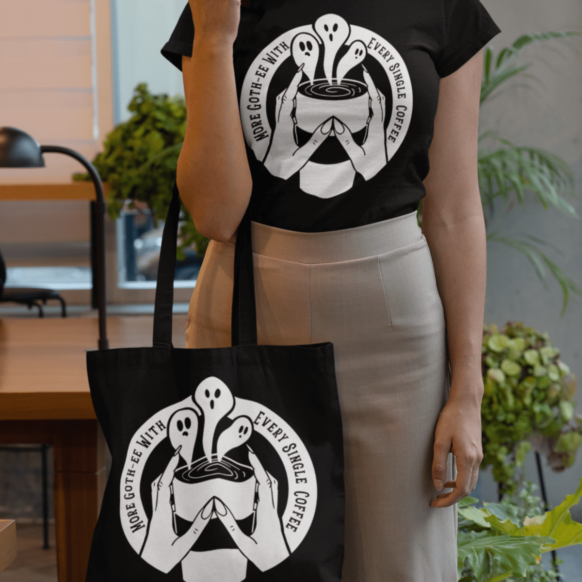 More Gothee With Coffee Canvas Tote Bag - The Gothic Stationery Company - Tote Bag