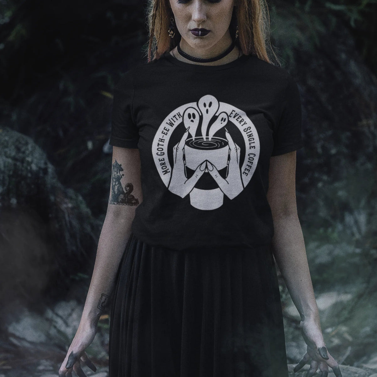 More Gothee With Coffee T-shirt - The Gothic Stationery Company - T-shirt