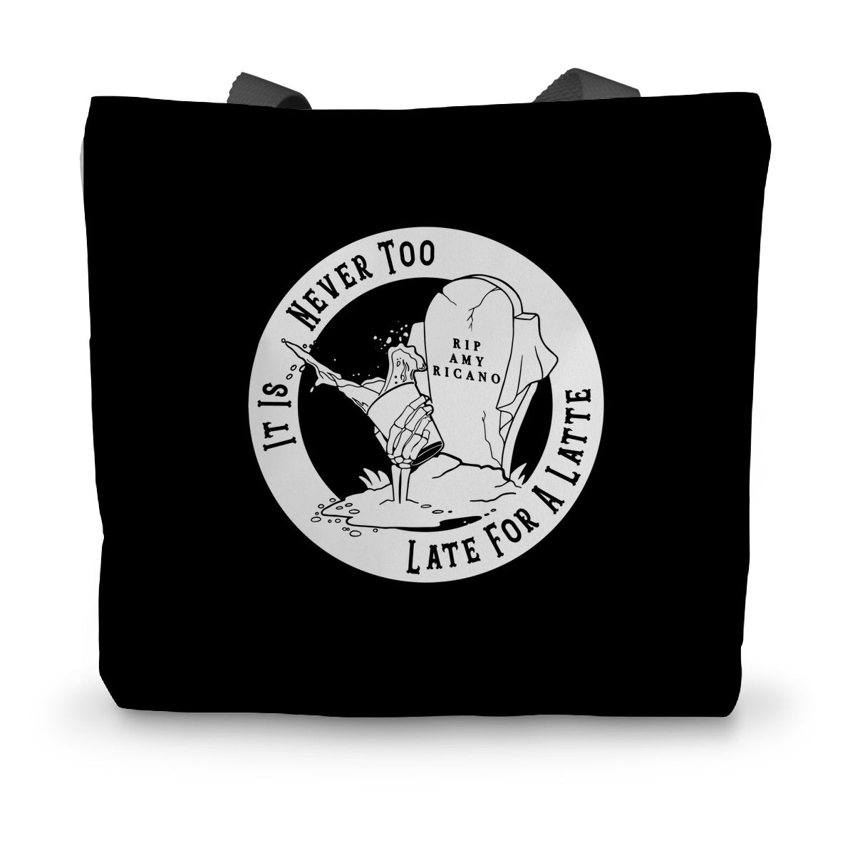 Never Too Late For A Latte Canvas Tote Bag - The Gothic Stationery Company - Homeware