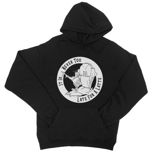 Never Too Late For A Latte College Hoodie - The Gothic Stationery Company - Apparel