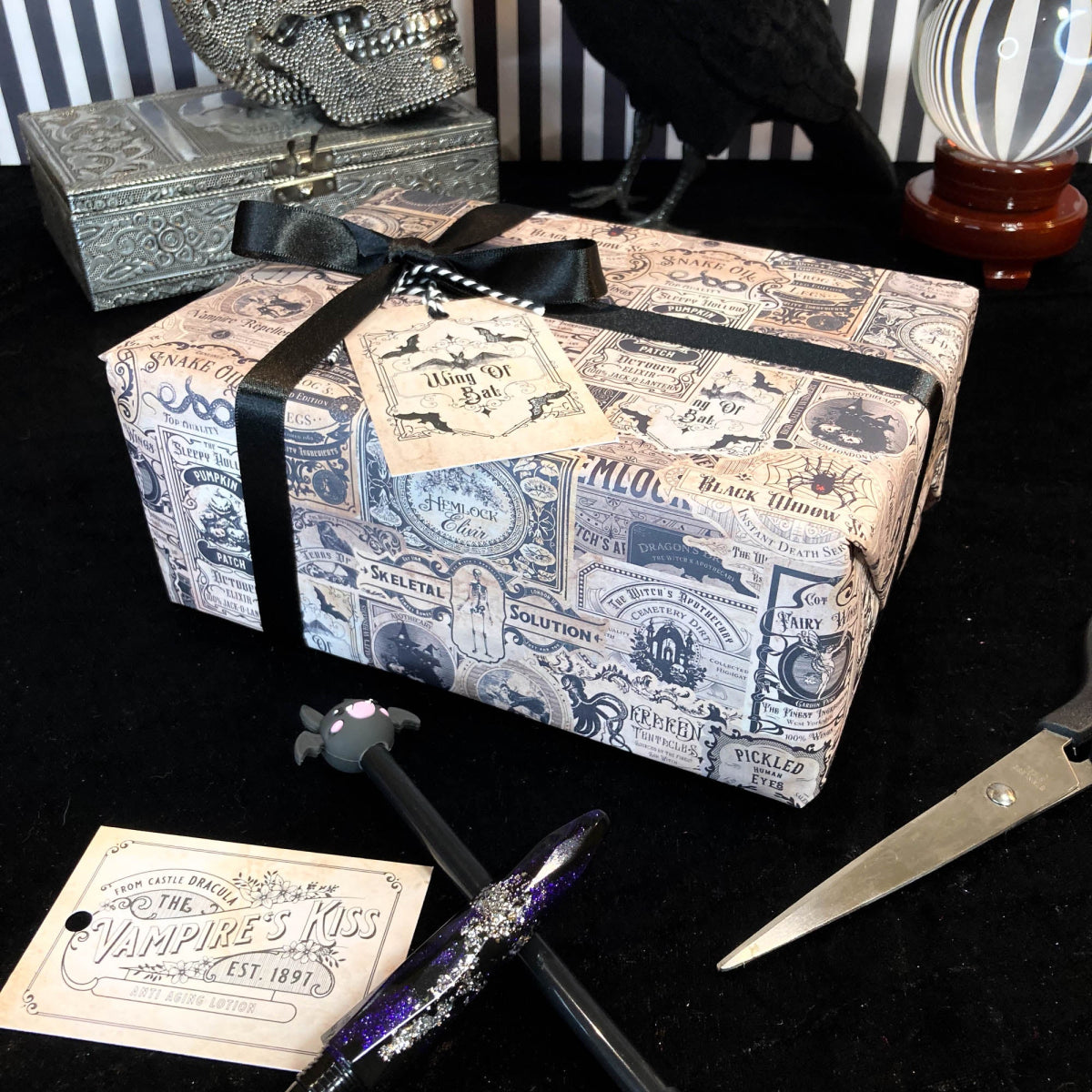 Potion Label Gothic Gift Wrap - The Gothic Stationery Company - Gift Wrap