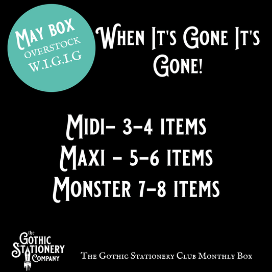 Print Is Dead Guest Artist Mystery Box - Overstock Subscription Box - The Gothic Stationery Company -