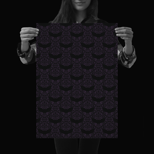 Purple Bat Damask Wrapping Paper - Gothic Gift Wrap - The Gothic Stationery Company - Gift Wrap