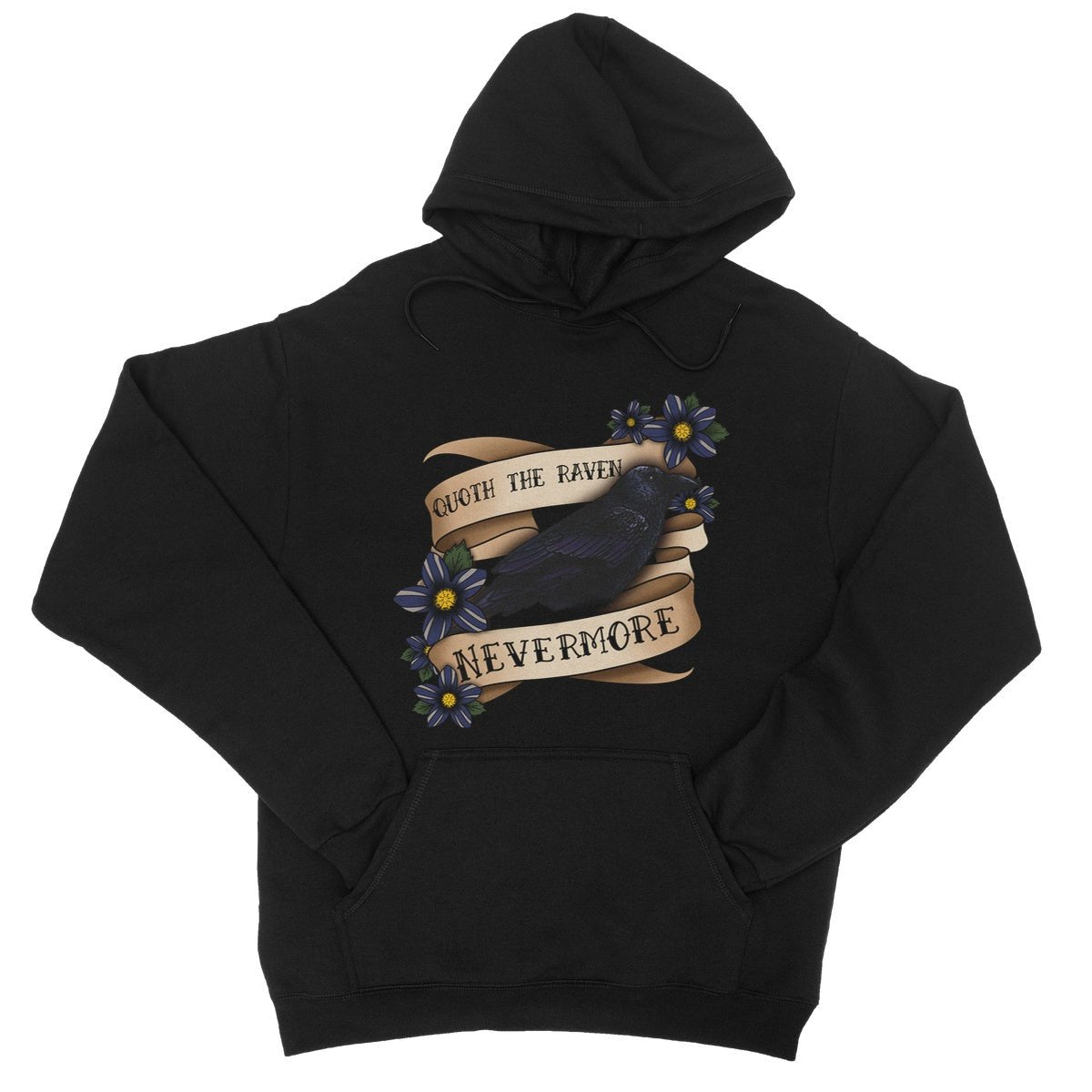 Quoth The Raven College Hoodie - The Gothic Stationery Company - Apparel