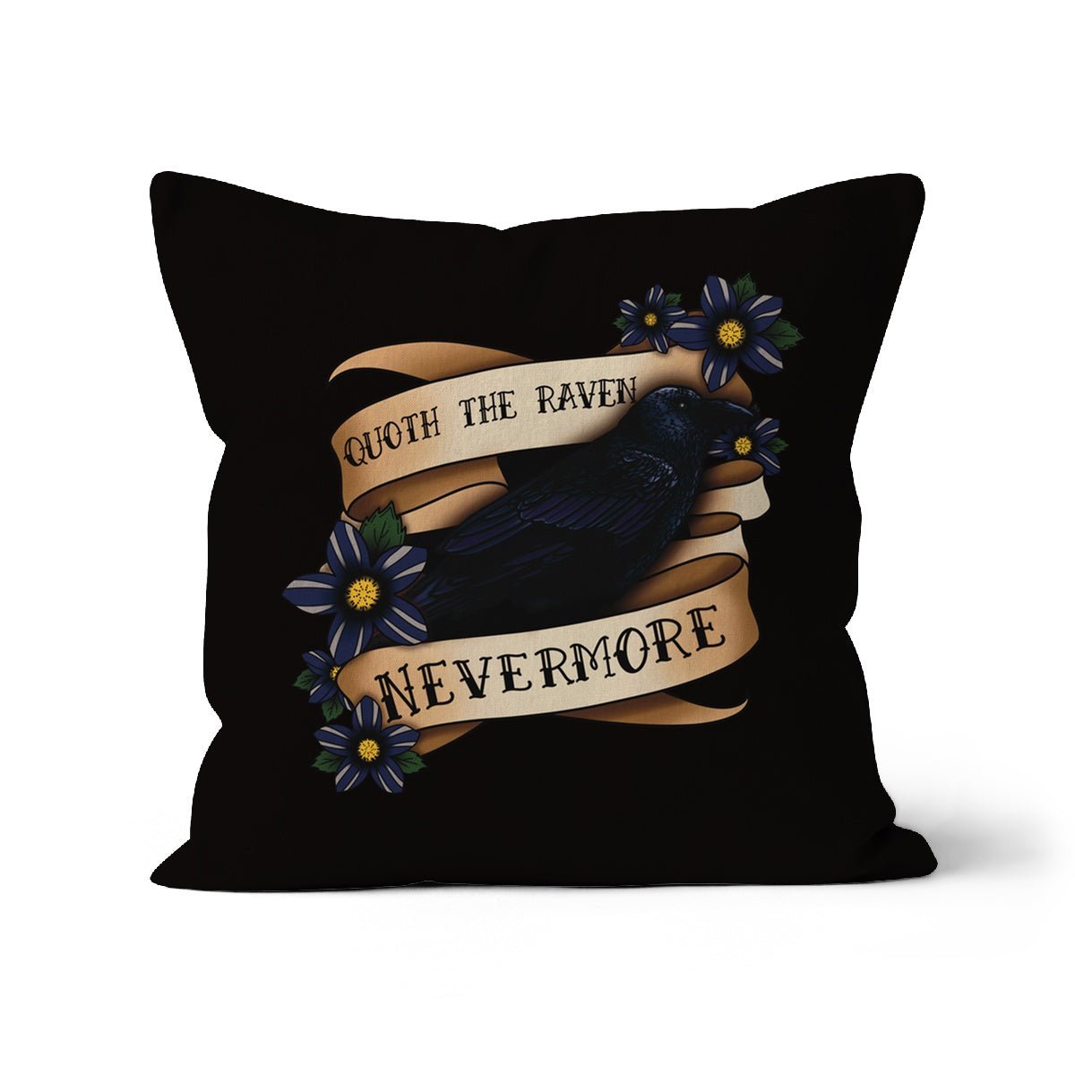 Quoth The Raven Cushion Vegan Suede - The Gothic Stationery Company - Homeware